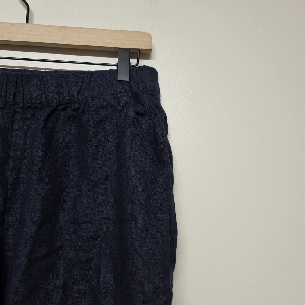 Quince 100% European Linen Pull On Tapered Ankle Pants Deep Navy - Size Small - Picture 2 of 7